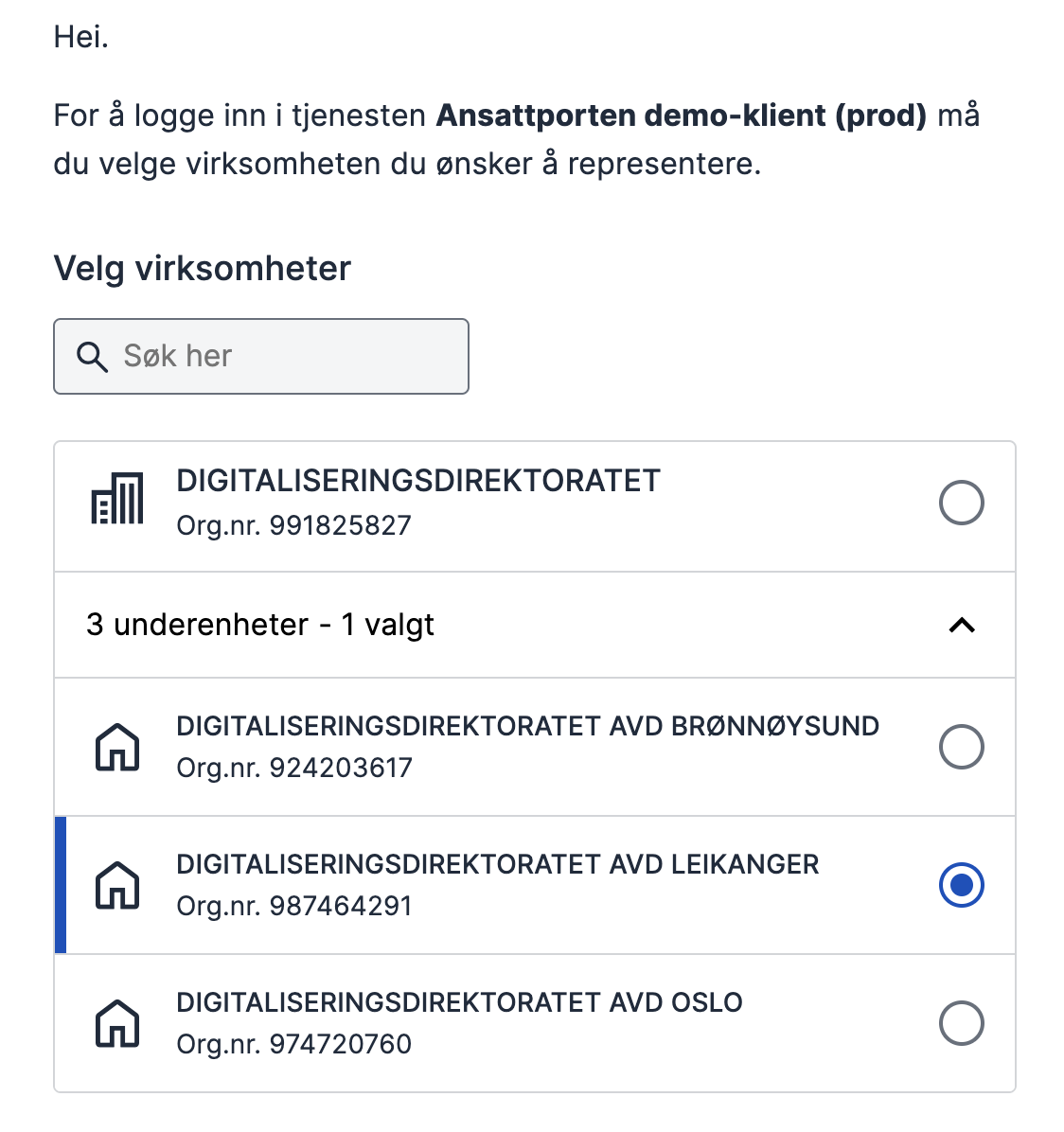 organsisasjonsvelger